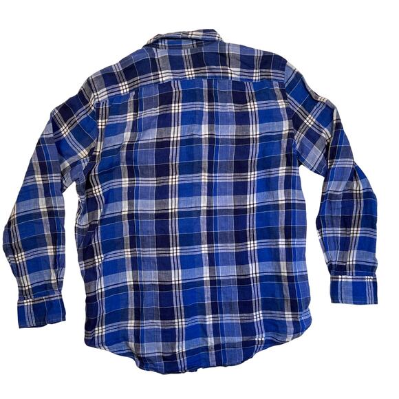 Polo Ralph Lauren Mens Large Blue 100% Linen Shirt Relaxed Fit Classic Preppy - Picture 2 of 7